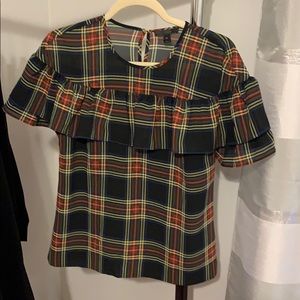 J. Crew Christmas Plaid Blouse